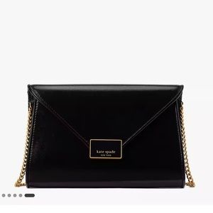 NWT Kate Spade Black Anna Envelope Medium Clutch